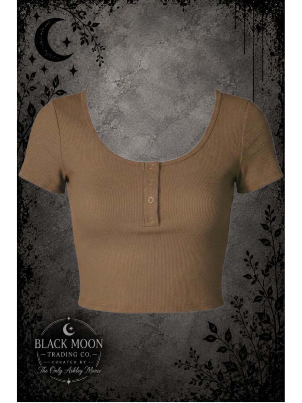 28. Bozzolo Brown Ribbed Button Crop Top Size Small